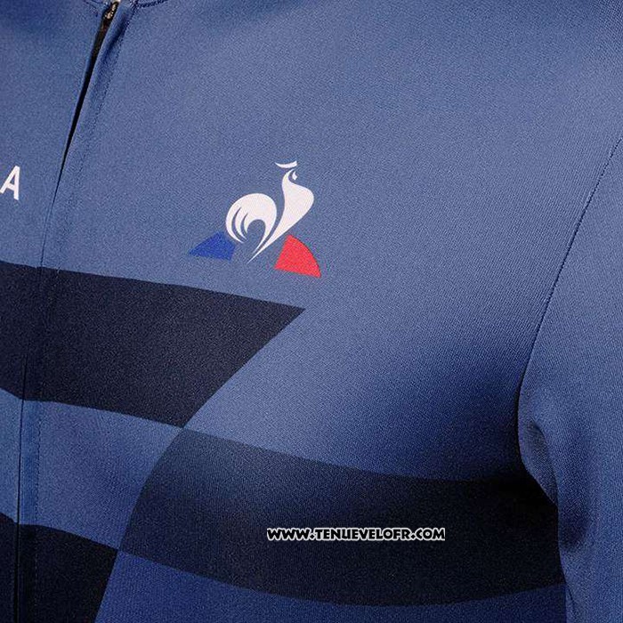 2020 Maillot Ciclismo Tour DE France Fonce Bleu Manches Courtes et Cuissard